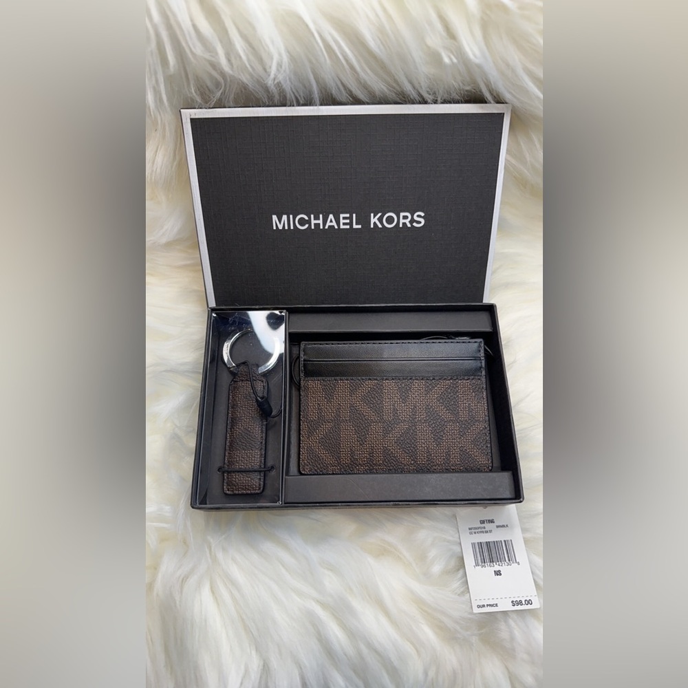 Michael Kors Browns Slim Card Wallet And Key Chain